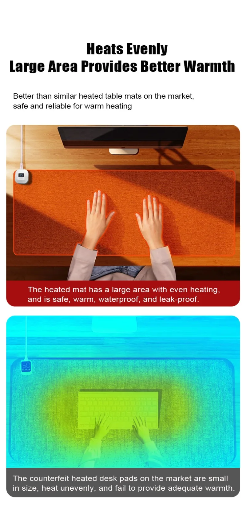 Electric Heat Mouse Pad Table Mat Display Temperature Heating Mouse Pad Keep Warm Hand For Office Computer Desk Keyboard Winter