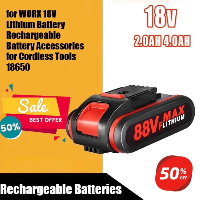 

Replacement for WORX 18V Lithium Battery, Rechargeable Battery Accessories for Cordless Tools 18650