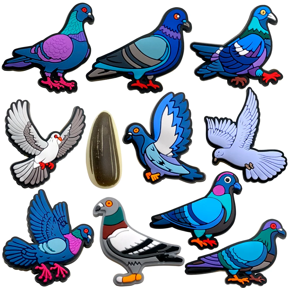 16 piezas/set de dijes para zapatos con diseño de paloma, accesorios DIY con botones para decoraciones de PVC, compatibles con sandalias tipo Bubble Slides