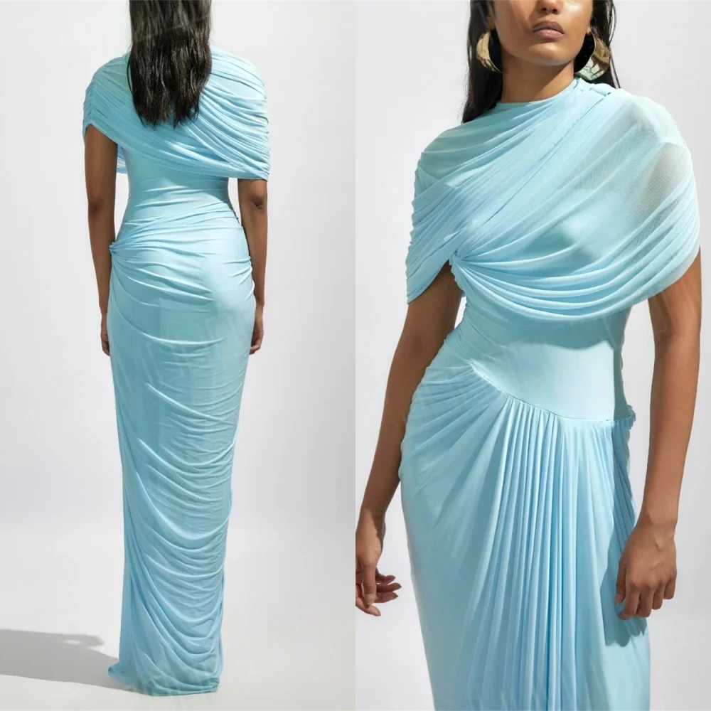 فستان سهرة شيفون مخصص شفاف برقبة دائرية وأكمام قصيرة فساتين العودة للوطن الفاخرة للمناسبات الخاصة