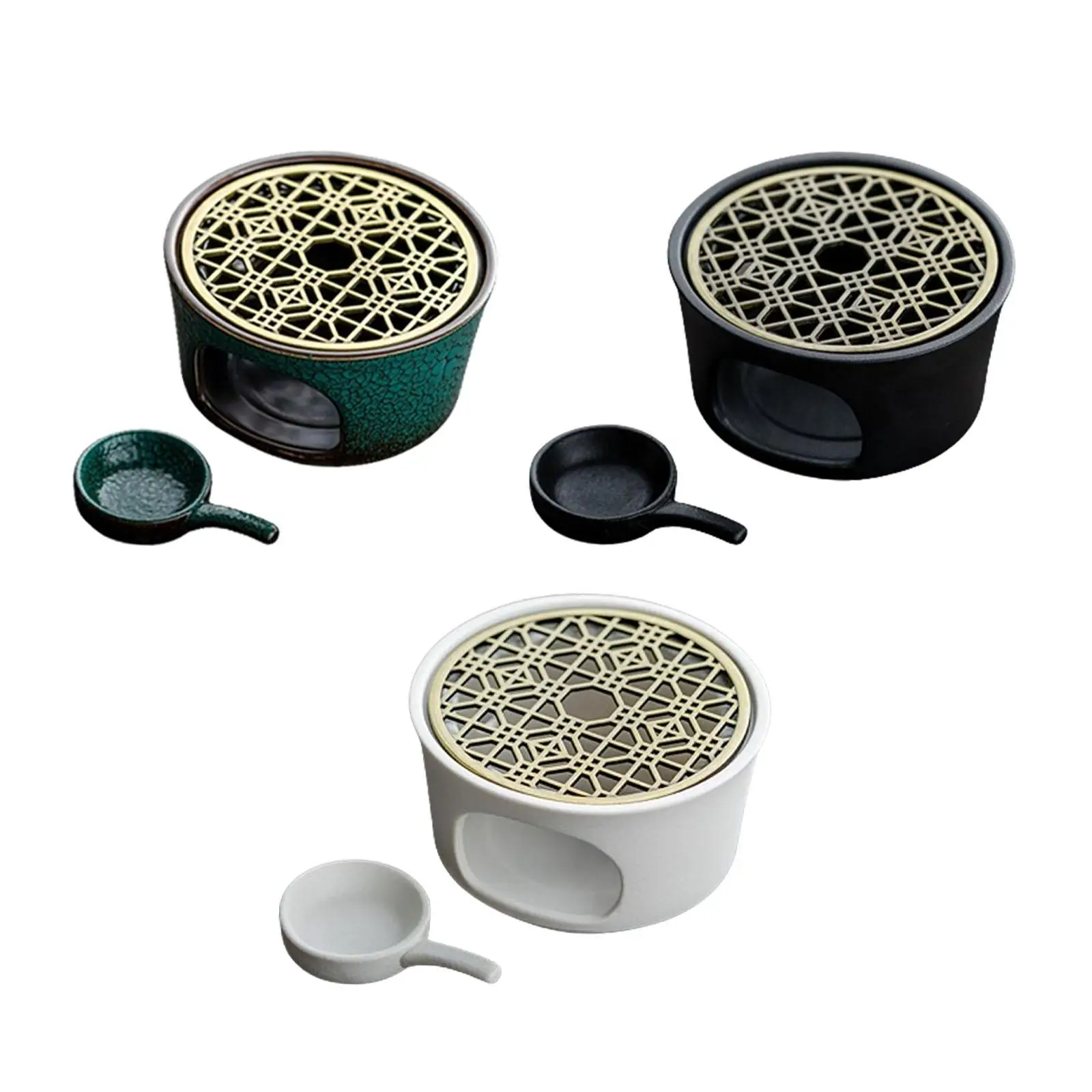 Ceramiczny podgrzewacz do czajniczka Wielofunkcyjny podgrzewacz do kawy i herbaty z porcelany w stylu vintage z uchwytem na podgrzewacz do wędrówek w ogrodzie