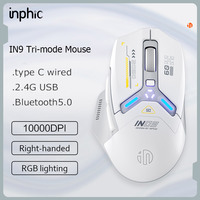 INPHIC IN9 Rechargeable RGB lighting wireless gaming mouse 10000DPI 6-button programmable three-mode Bluetooth optical mouse