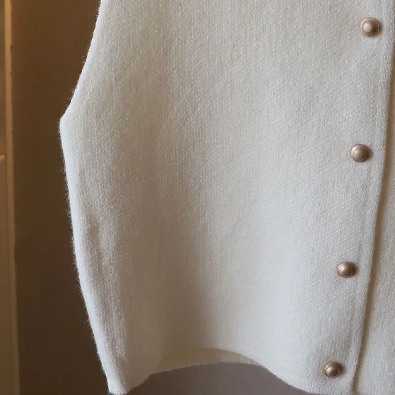 Lucyever Knitted Vests Women Loose Single Breasted Sleeveless Sweater Waistcoats Female Autumn Winter O-Neck Solid Knitwear Vest