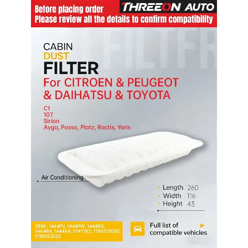

WESTGUARD Air Filter for CITROEN C1 Peugeot 107 SUBARU JUSTY 4 TOYOTA AYGO TOYOTA YARIS (P1/9/10/13) 1.0 1.3 BYD F0 MA1410 C2612