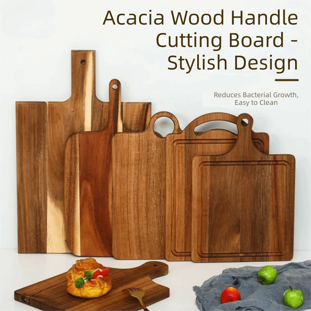 Durable Multi-Styles Wood Chopping Board Sap Groove Multi-Purpose Pizza Pan Reversible Hanging Hole Steak Board Bread