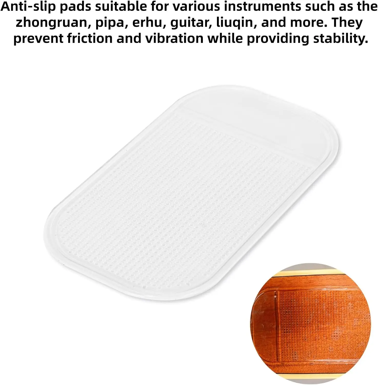 Ruimou 2 Pcs Transparent Silicone Double-sided Anti-slip Pads 145x85x1.4mm Suitable For The Zhongruan Pipa Guiter Erhu