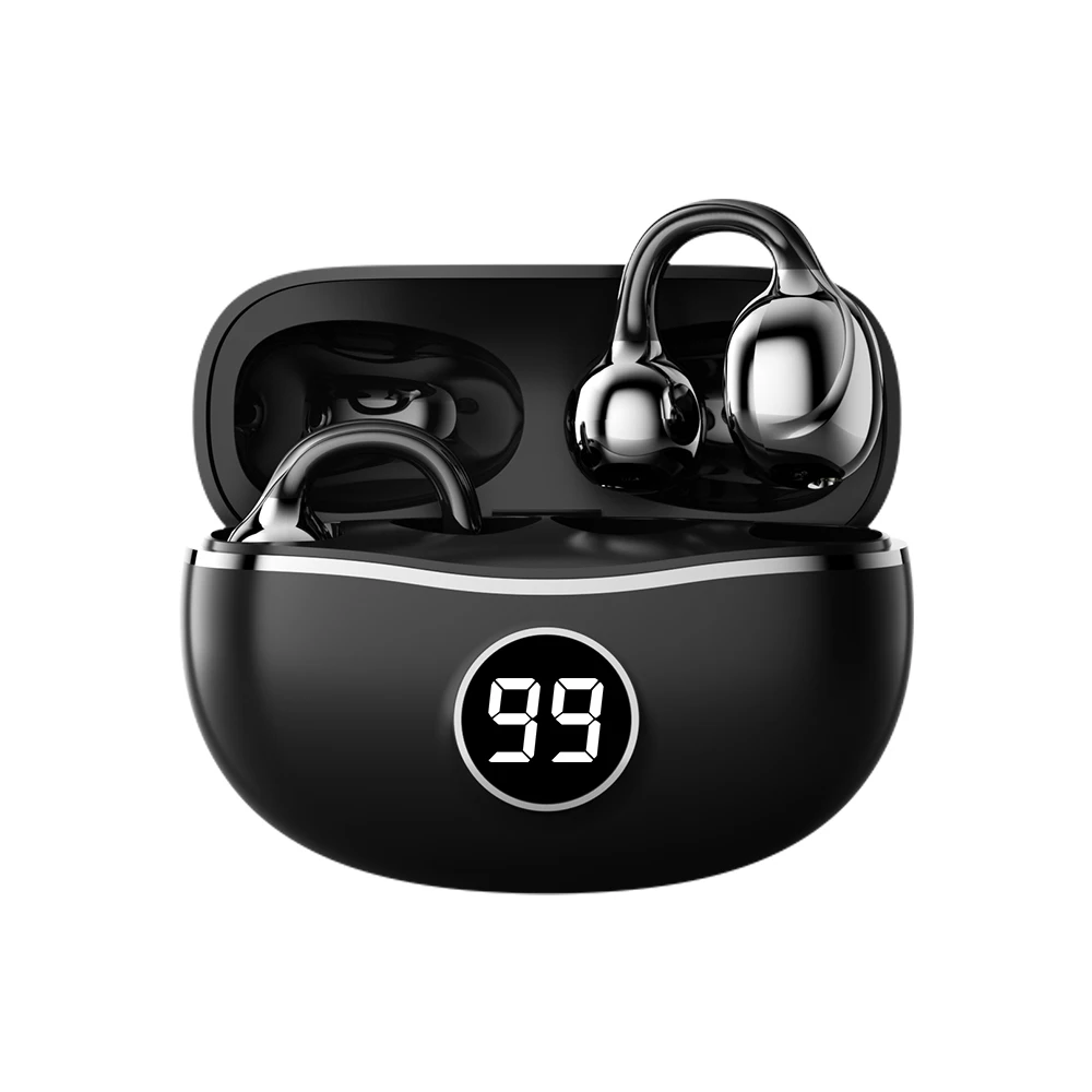 Écouteurs sans fil Bluetooth avec micro, suppression du bruit, oreillettes à clip pour musique, sport et gaming