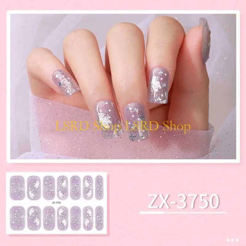 L8RD 14Pcs Adhesive Wraps Gels Polish Strips Wraps Sticker