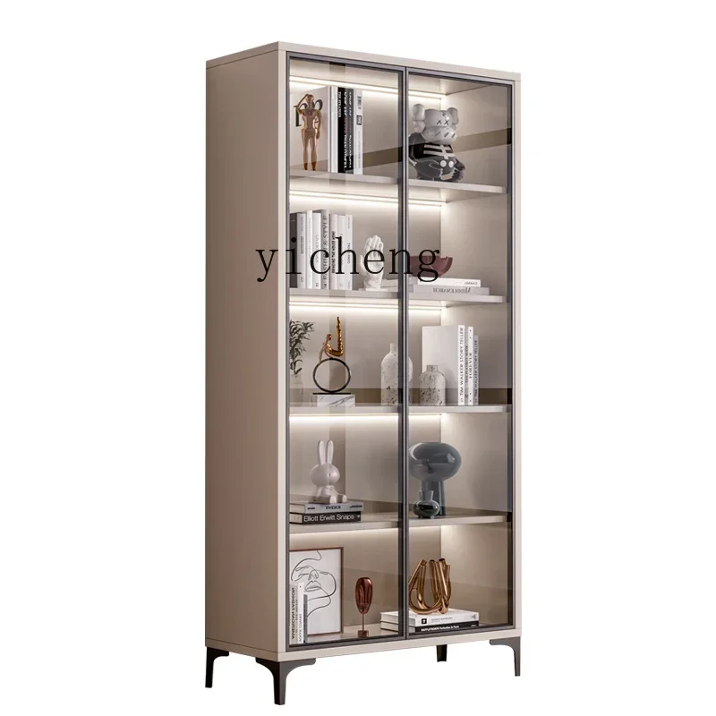 ZC glass door bookcase living room floor dustproof bookshelf simple modern combination storage cabinet