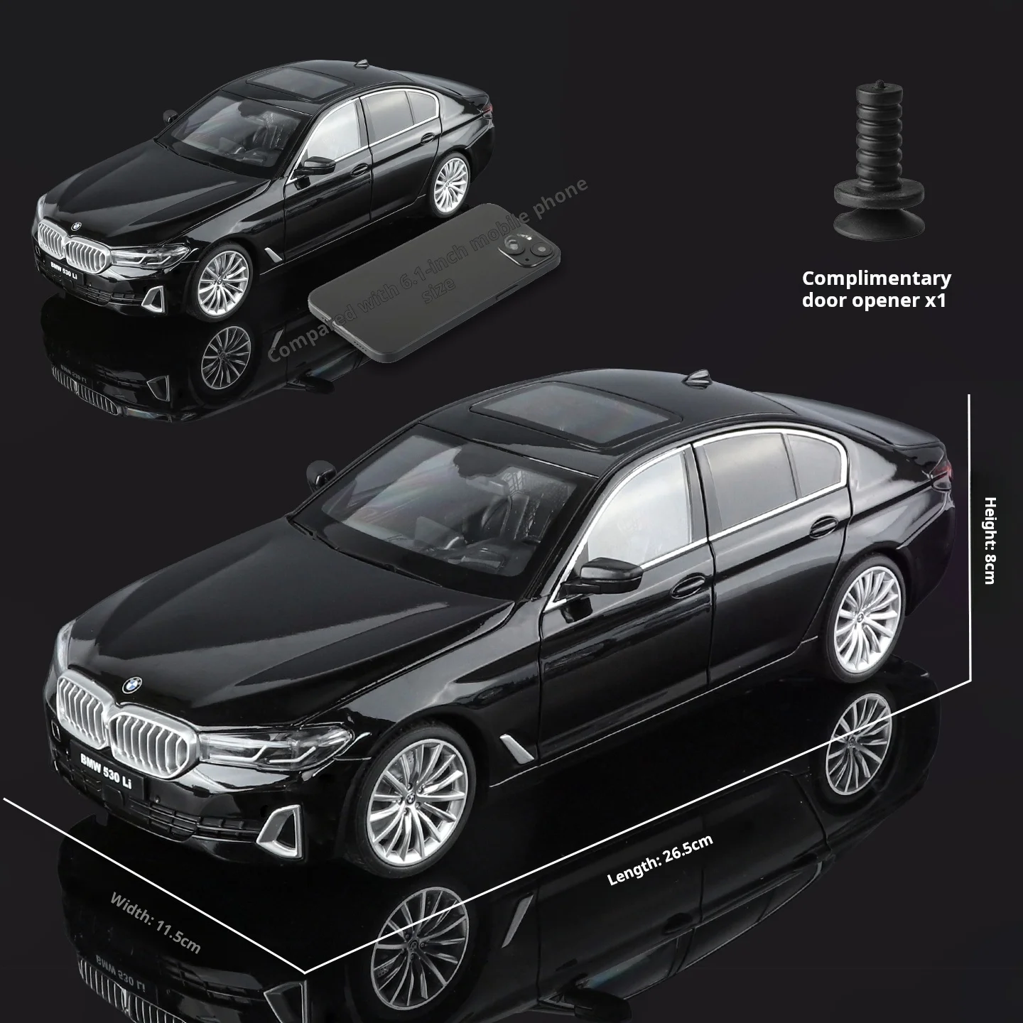 Modelo de coche fundido a presión BMW 560 a escala 18 oficialmente autorizado, juguete con sonido y luz, adornos coleccionables de regalo para niños