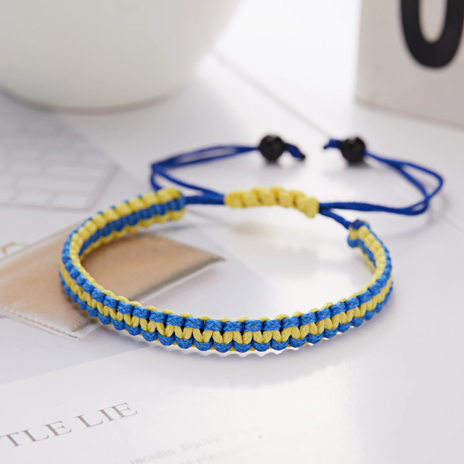 Handmade Woven Rope Ukraine Bracelet for Women Couple Jewelry Yellow Blue String Beads Knot Pixiu Heart Charm Girls Kids Gifts