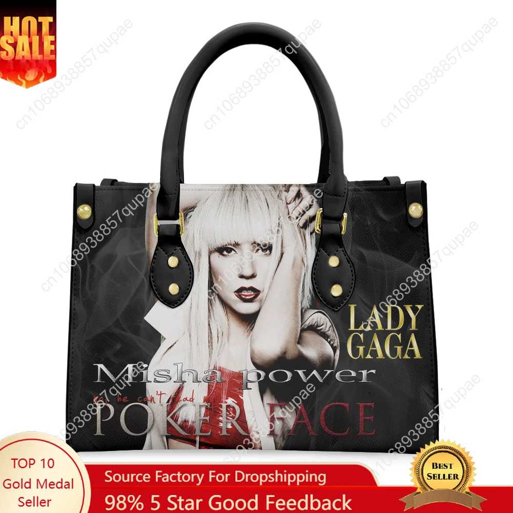 

Lady Gaga Pop Music Singer Tote Bag Purse Womens Mens Personalized Text Image PU Leather Handbag Business Shopping Gift Bags