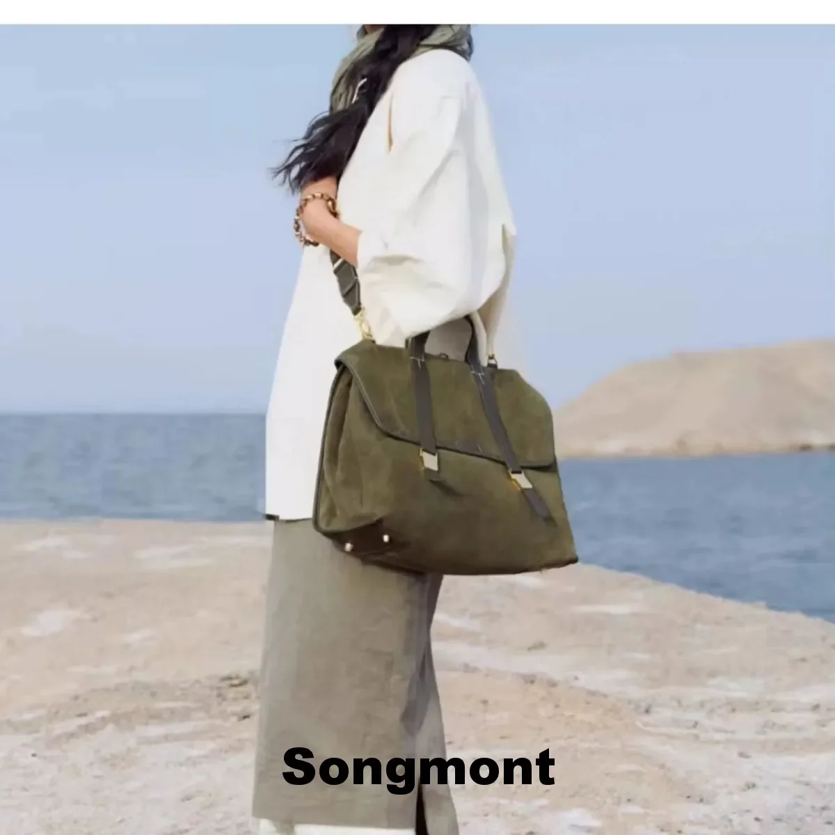 

Songmont Unisex Travel Shoulder Bag - Retro Suede Briefcase with Crossbody Conversion, Minimalist Design, Durable & Stylish