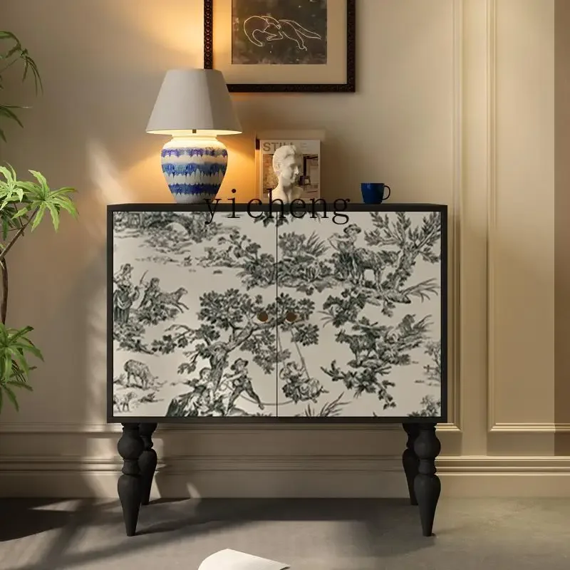 DD  Living Room Entryway Solid Wood Decorative Cabinet Bedroom Wall Storage Cabinet