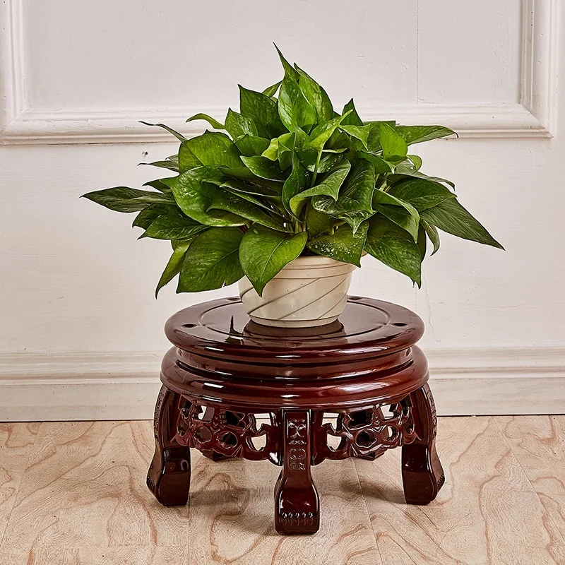 Solid Wood Plastic Multi-Layer   Basin Frame in Chinese Antique Style Living Room Balcony Indoor Floor Storage Rack