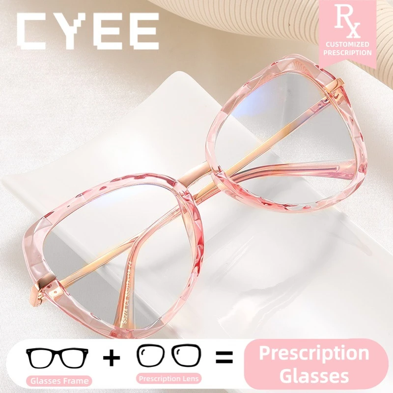 

CYEE Fashion Women's Reading Glasses Customized Progressive Lens Prescription Eyewear Blue Light Blocking HD Myopia Eyeglasses