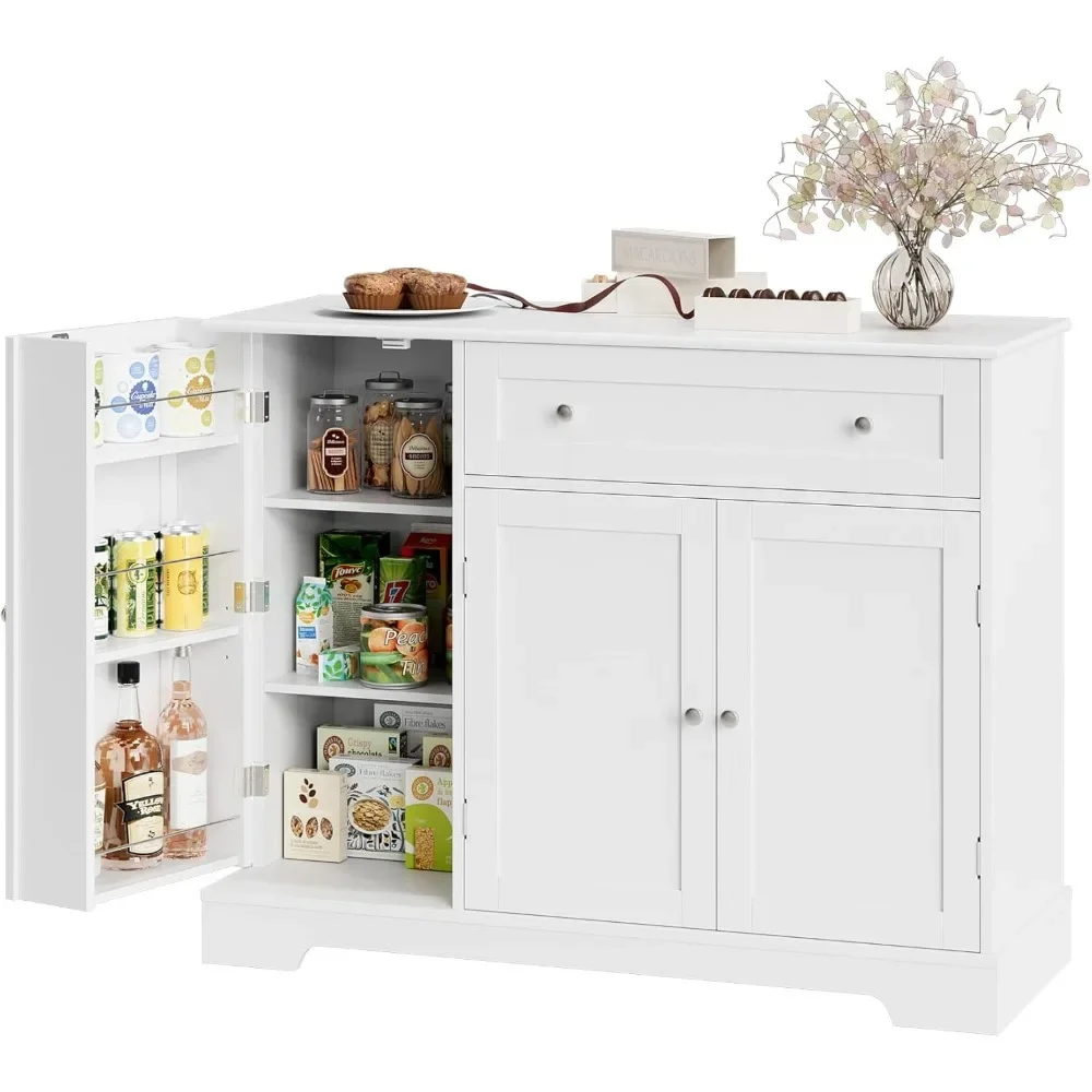 

Buffet Cabinet with Storage, Modern Sideboard Buffet with Doors, Wood Coffee Bar Kitchen Storage Cabinet with Drawer