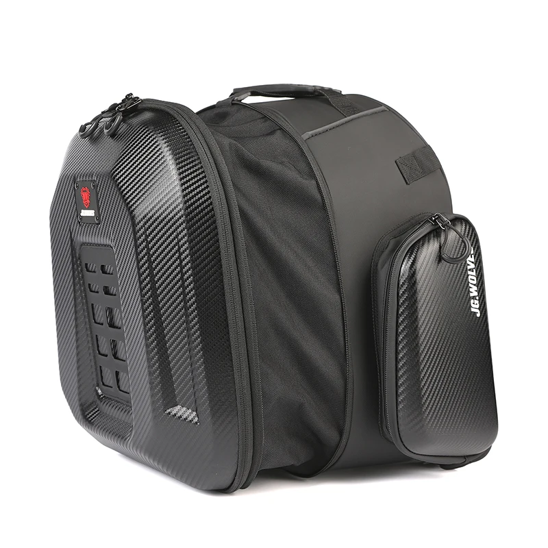 JG WOLVES Motorcycle Back Seat Bag Waterproof Motorbike Tail Bag Expandable Hardshell Moto Trunk Travel Riding Backpack 42L-54L