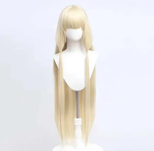 Longa reta luz dourada peruca anime chobits chi cosplay peruca chobits chi fibra resistente ao calor perucas sintéticas