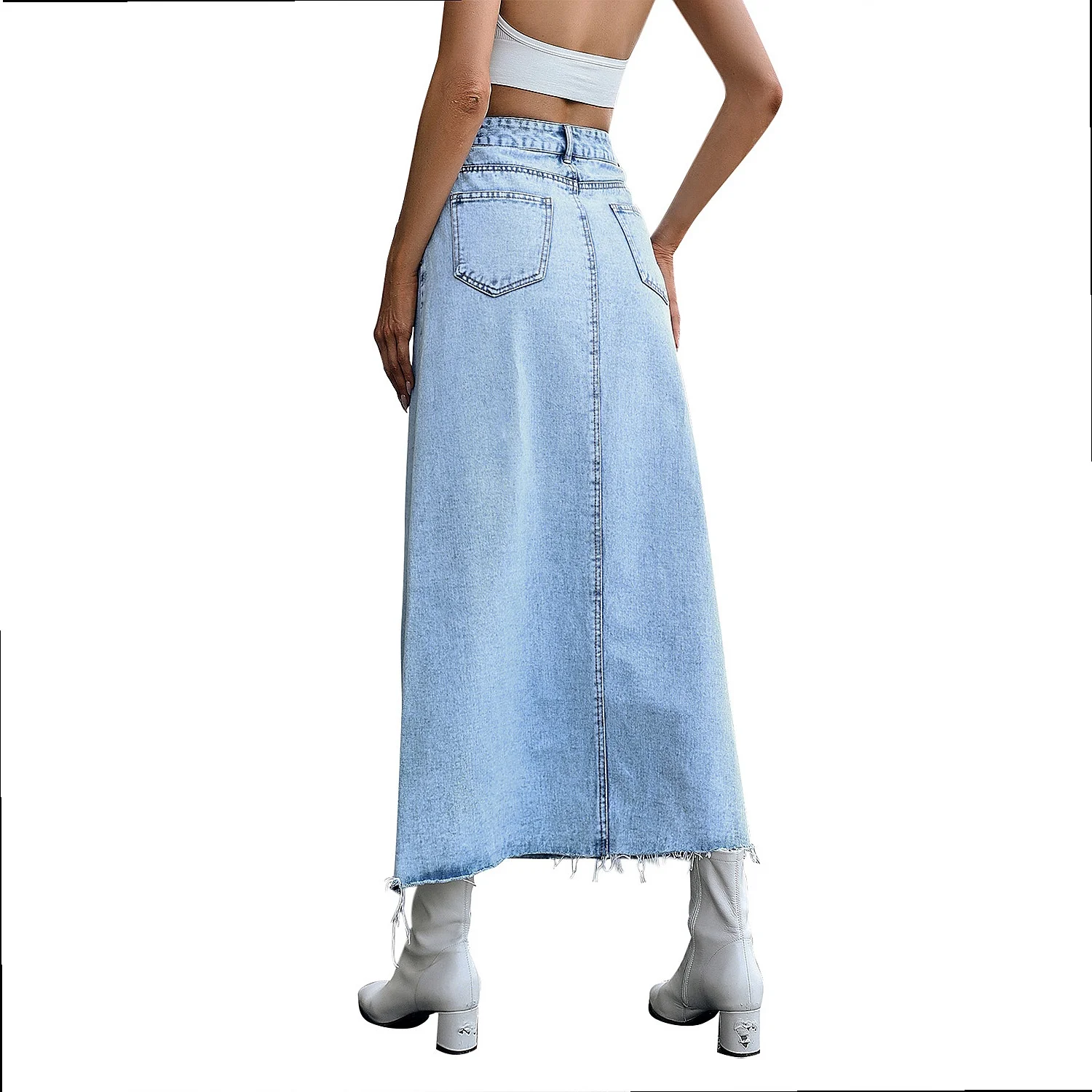 Denim Skirt High Waist A Line Slimming Casual Streetwear Denim Skirts Women