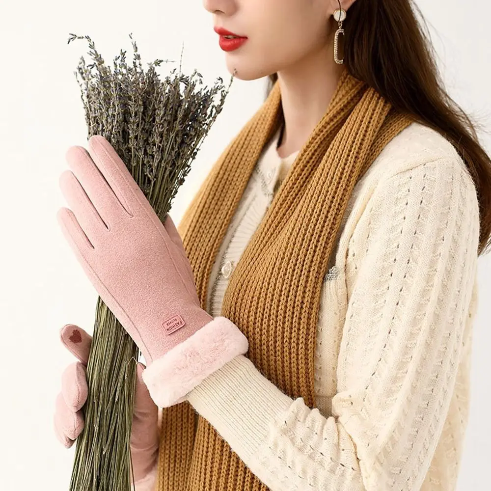 

Универсальные вельветовые перчатки, толстые, ветрозащитные, зимние, сенсорные, однотонные, женские варежки, осенние