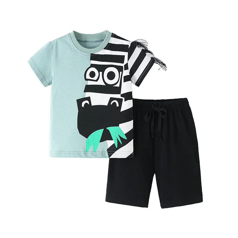 

Jumping Meters 2-7 Zebra Summer Clothing Sets With Animals Boys Girls Cotton Fashion Children's Clothing Sets Hot Selling Suits