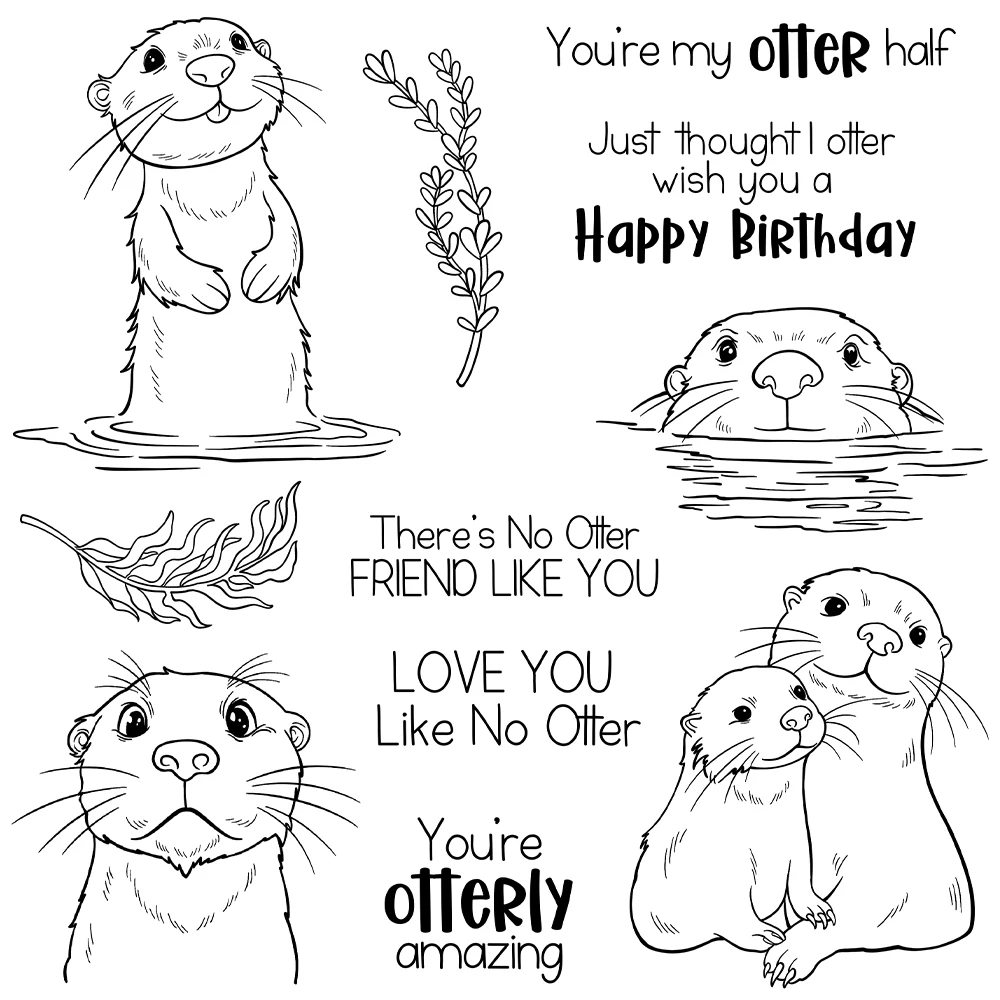 Mangocraft Cute Cartoon Otters Cutting Dies Clear Stamp DIY Scrapbooking Metal Dies Silicone Stamp For Cards Album Decor
