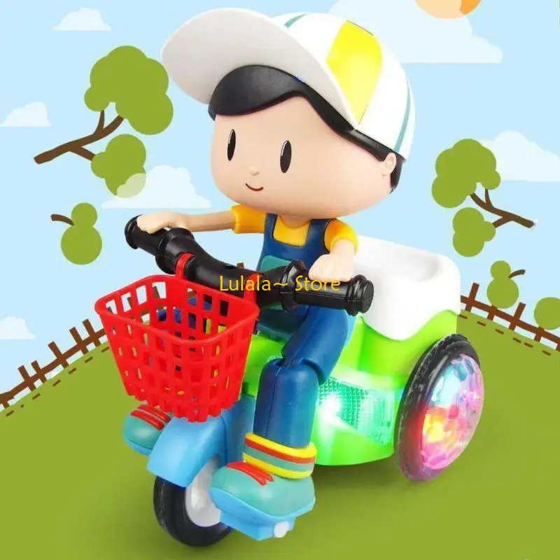 

Y4QA Electric Tricycle 360 Degree Rotating Stunt Music Light Kids Toy