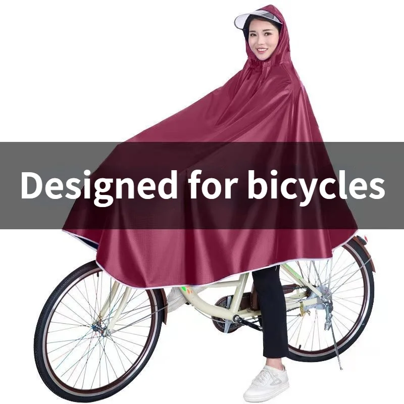 Bicycle Raincoat Single Poncho 3XL Men and Women Thickened Oxford Cloth Adult Student Riding One Piece Raincoat Adult Poncho