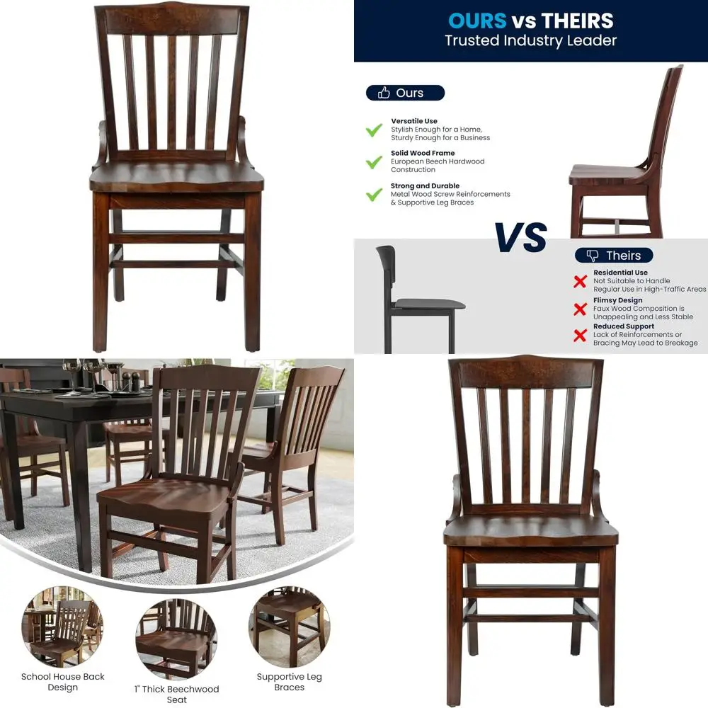 

Элегантный обеденный стул в стиле школьной мебели из красного дерева, традиционная мебель для ресторанов из орехового дерева