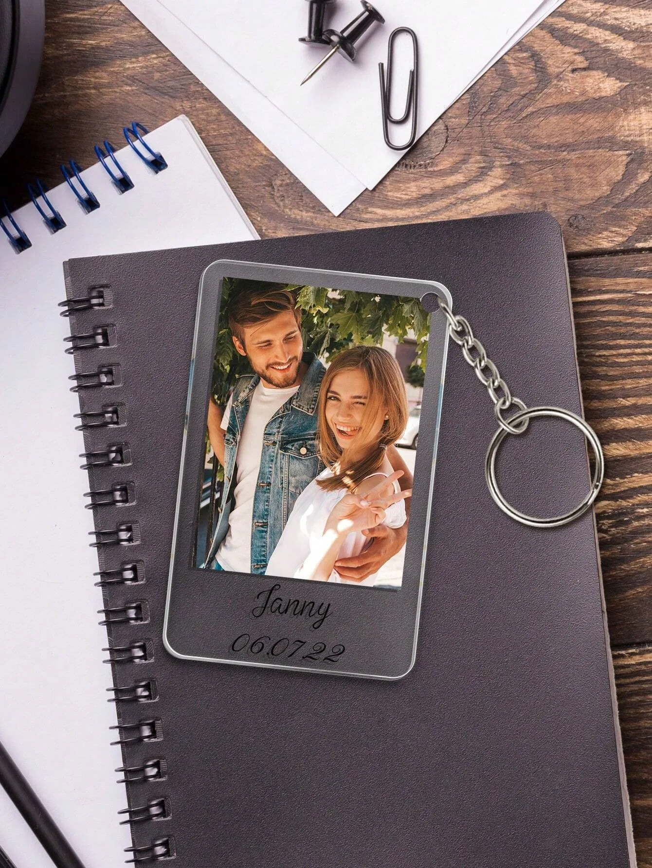Custom Couple Photo And Text Keychain, Personalized Acrylic Keychain, Christmas Gift, Christmas Decorations