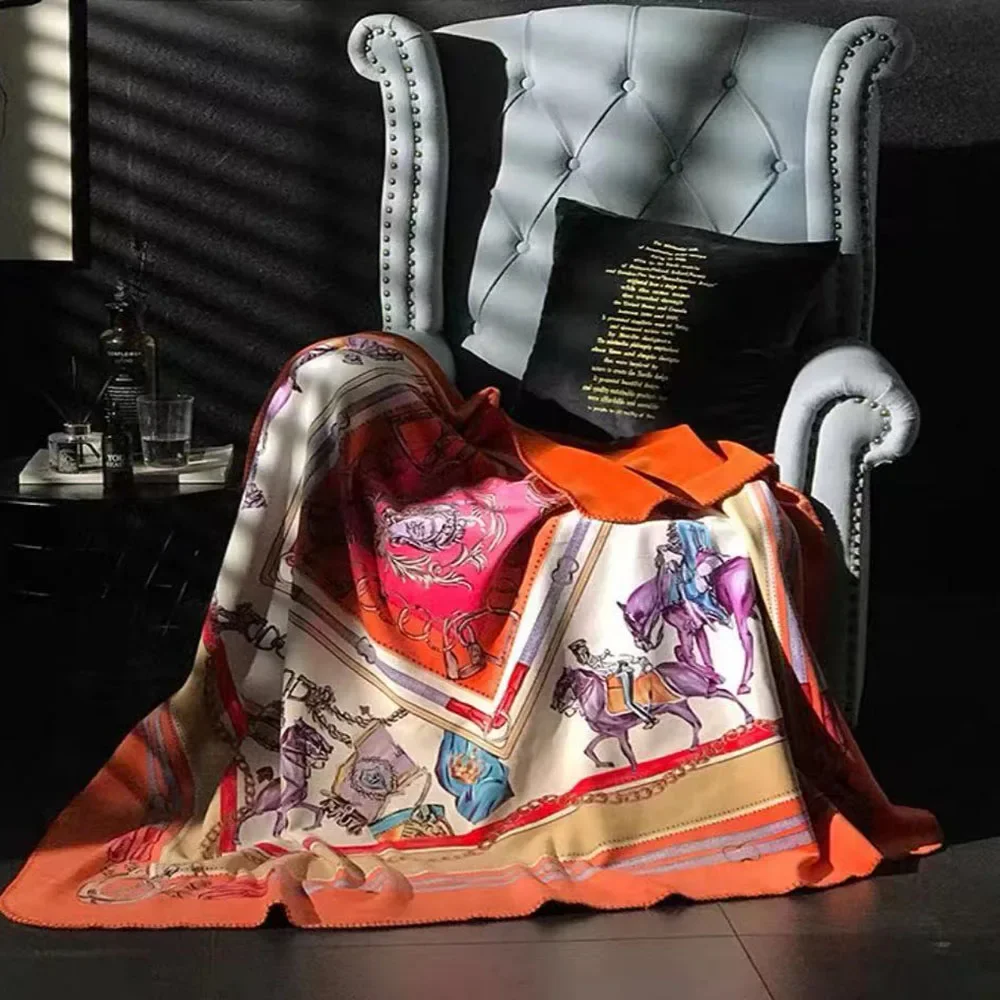 Blanket Europe Style Luxury 150by 150cm  Vintage Knit Throw Fleece for Travel Office Home for Sofa Beds Multi Function