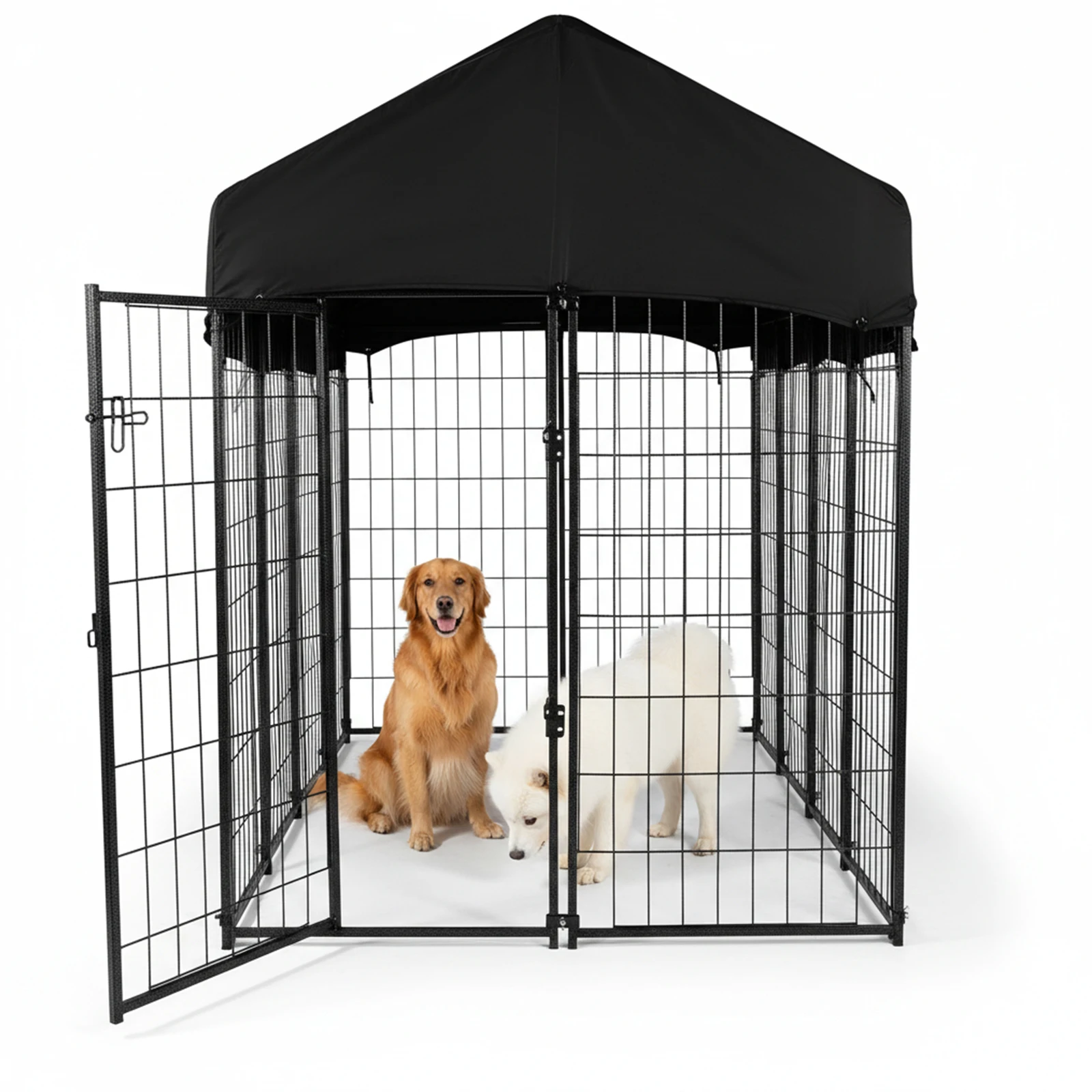 

Outdoor Secure Wire Crate Kennel Steel Material Outdoor Dogs Welded Wire Kennels Waterproof Tarpaulin for Medium To Small Dog