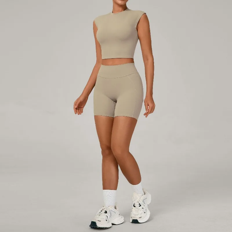 

Women's Naked Yoga Set Quick Drying Hip Lifting Tight Fitting and Slimming Fitness Suit Outdoor Running and Leisure Sports Set