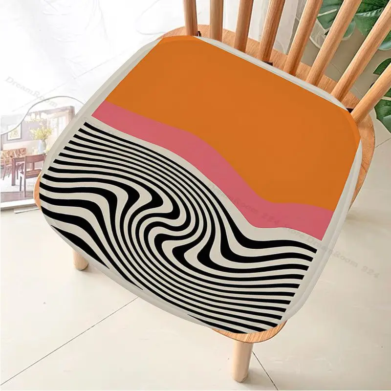 Mid Century Modern Abstract Color Blocks Line Seat Pad Household Cushion Soft Plush Chair Mat Winter Office Bar Seat Mat