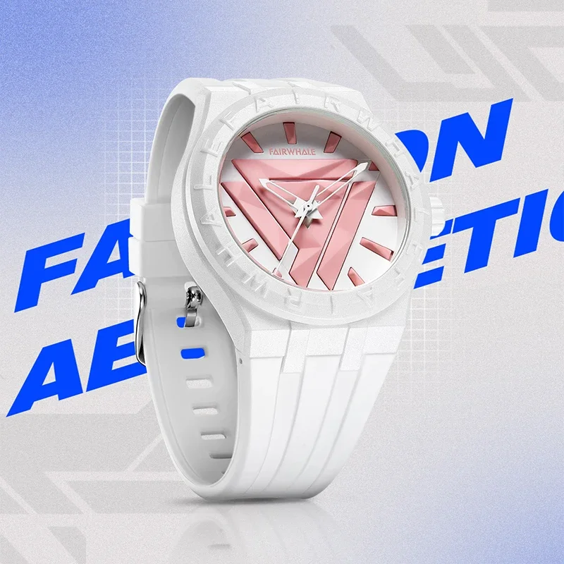 Mark FAIRWHALE 5680 Fashion Youth Couple Watches Waterproof Silicone Strap College Trendy Quartz Watch for Women Mens Watch