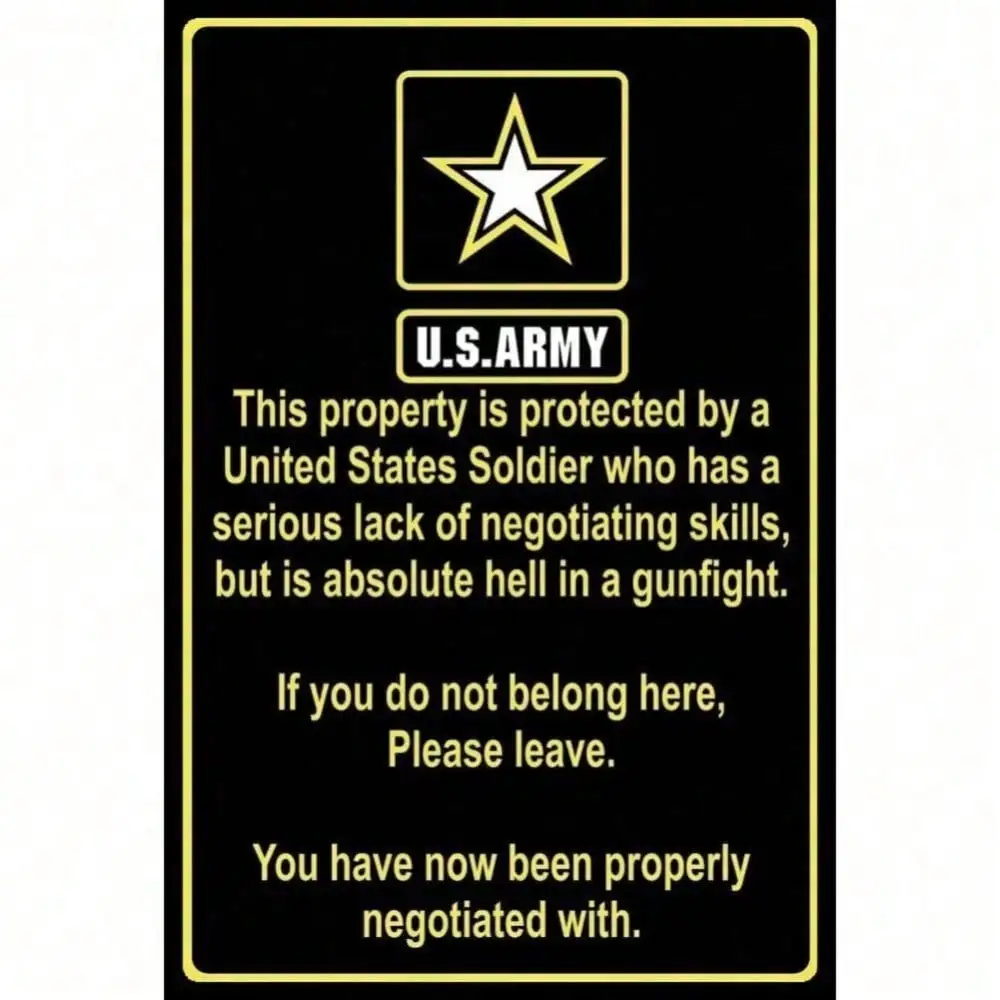 US Soldier Funny Metal Sign 8x12 Inch, Humorous Property Protected Aluminum Plaque for Wall Decor Home Office Man Cave