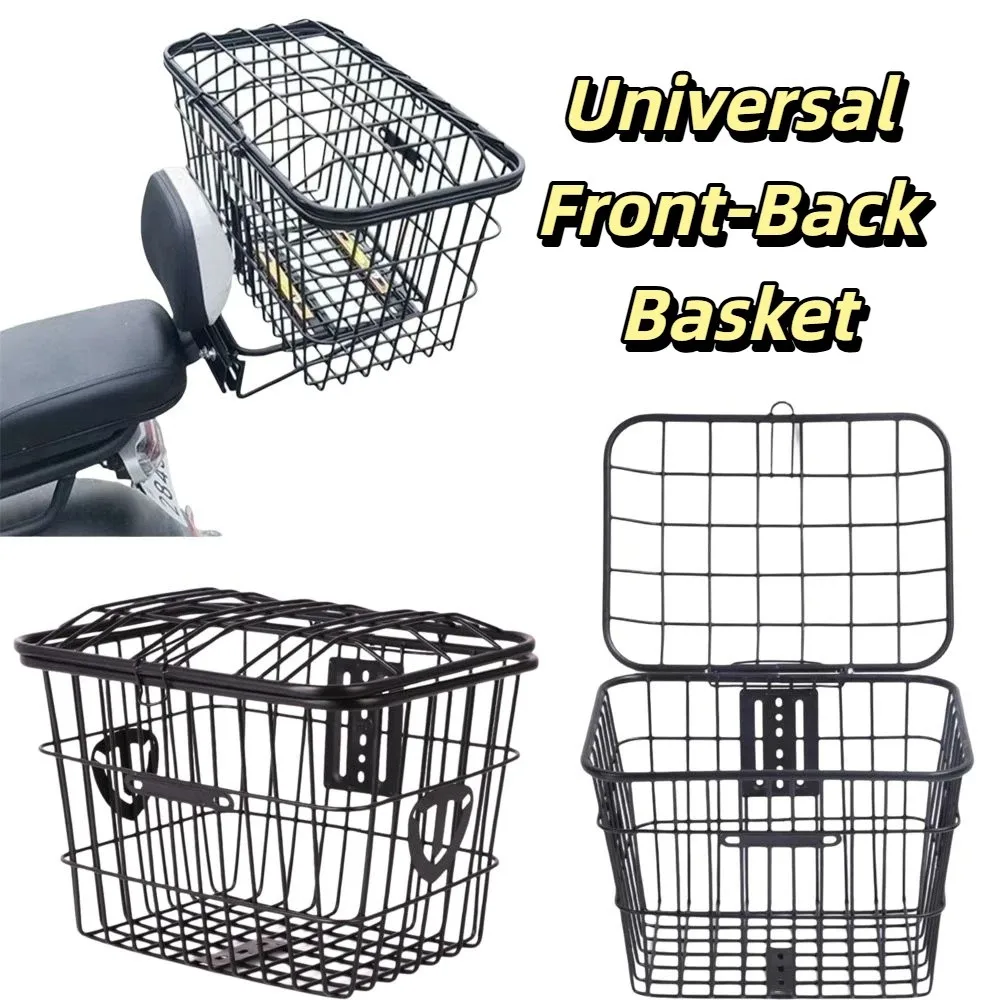 

Metal Material Metal Rear Basket Durable Metal Rust-Resistant Surface Electric Bike Basket Stable Load-Bearing Sturdy Storage
