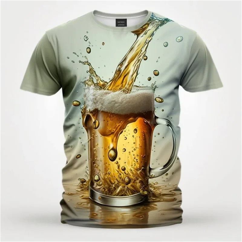 Beer 3D Printed T Shirt For Men Funny Casual Summer T-Shirts Streetwear Baggy Comfortable Top Men\'S Clothing Tees