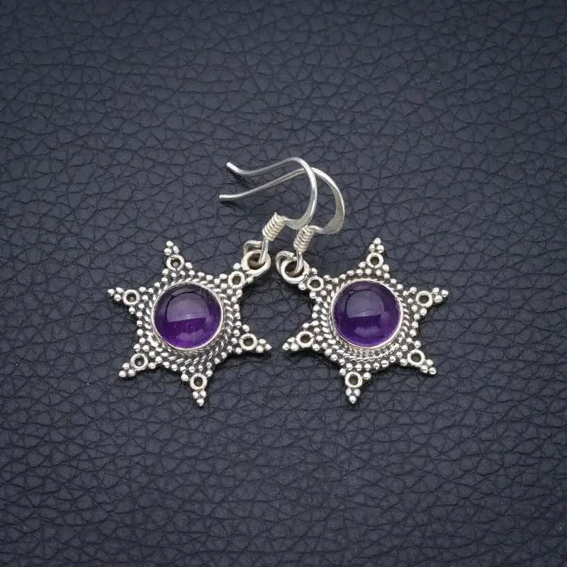 StarGems Natural Amethyst Handmade 925 Sterling Silver Earrings 2