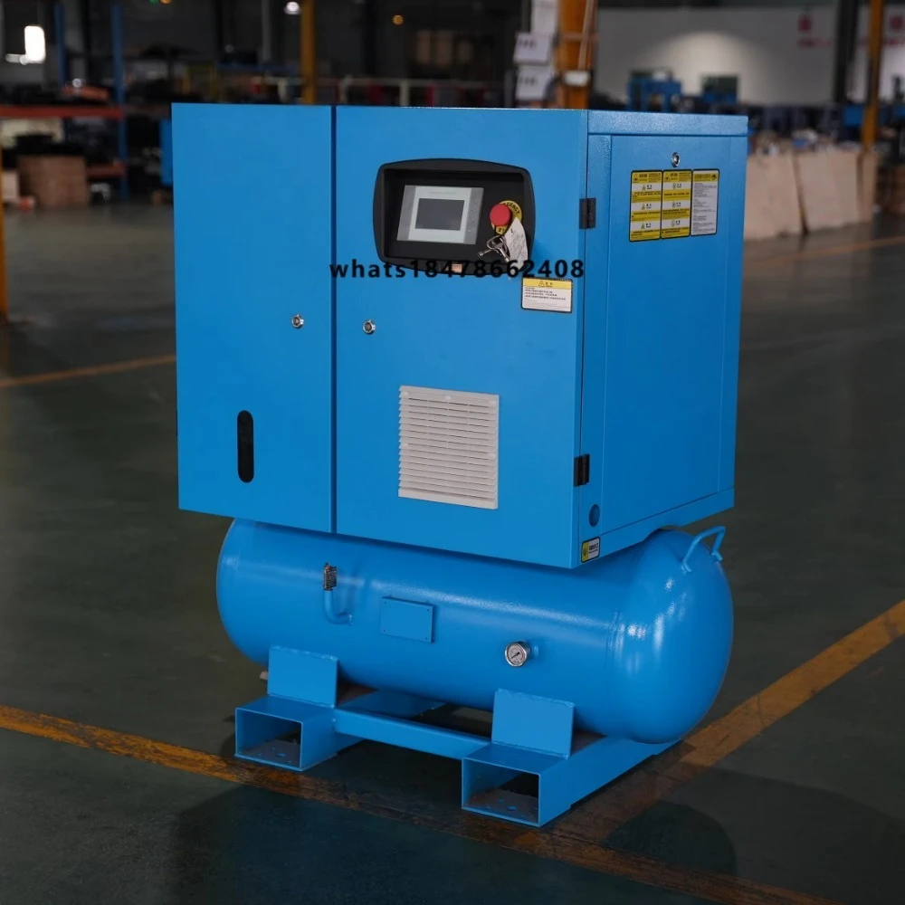 FGMI 5.5KW 7.5HP 8Bar Single Phase Portable 220V 50HZ Integrated Lubricated Screw Air Compressor with Motor 60L Air Tank Air Dry