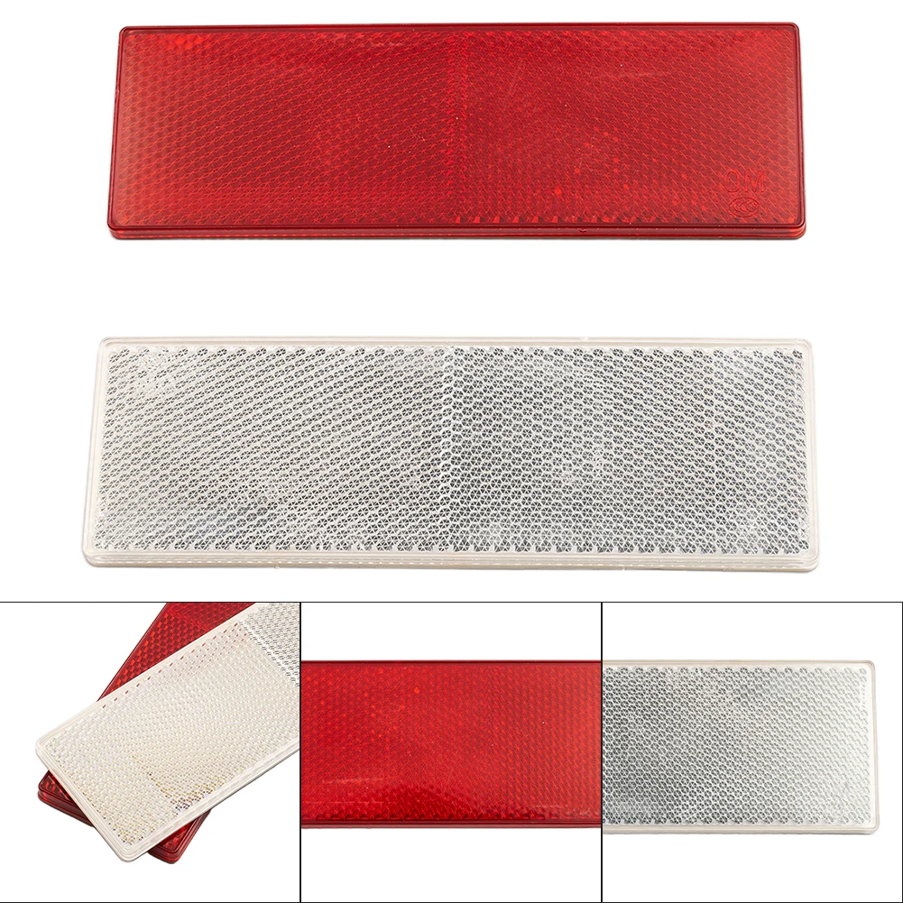2PCS Red+white Reflective Plastic Rectangular Safety Stickers For Car Trucks Exterior Accessories Reflective Sticker 15*5cm