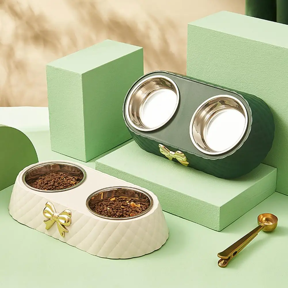 Anti-deformed Pet Water Bowl Pet Accessory Cat Food Bowl Bow-knot Dog Cat Feeder Double Bowls Store Food