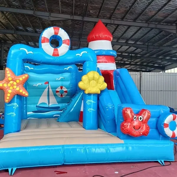 Simple Bouncy Castle with Blue Inflatable Water Slide Commercial Inflatable Bounce House for Party Rental Kid's Jumping Castle