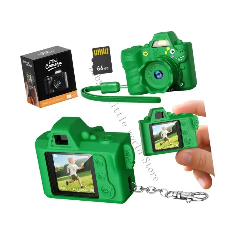 كاميرا للأطفال 64 ميجابكسل 720 بكسل مع حافظة مطاطية للتخزين بسعة 64 جيجابايت وعمر بطارية ممتد اتصال متأصل للأطفال الصغار B2EB #2