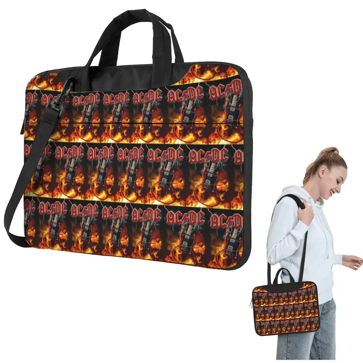 AC DC Heavy Metal Crossbody Laptop Bag Case Computer Bag 13 14 15.6 Inch Notebook Pouch for Lenovo