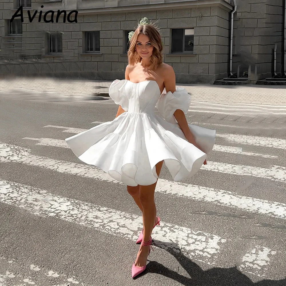 

Customized Short Mini Wedding Dresses Ivory Sweetheart Lace Up Above-Knee with Pleats Bridal Gown Women Vestidos De Novias 2025