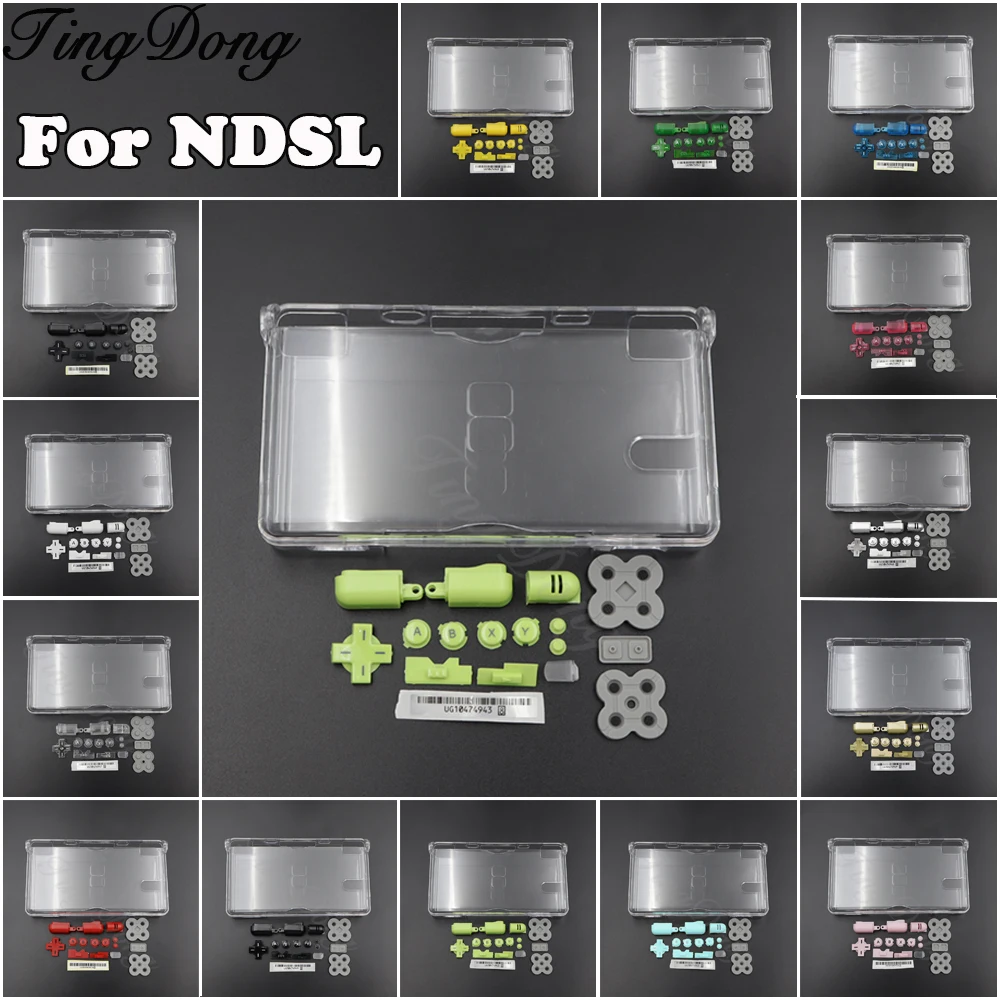 1 Set Vollständige Tasten A B X Y L R D-Pad Kreuztaste + Leitfähiges Gummipad + Harte Kristall-Schutzhülle für NDSL-Konsole
