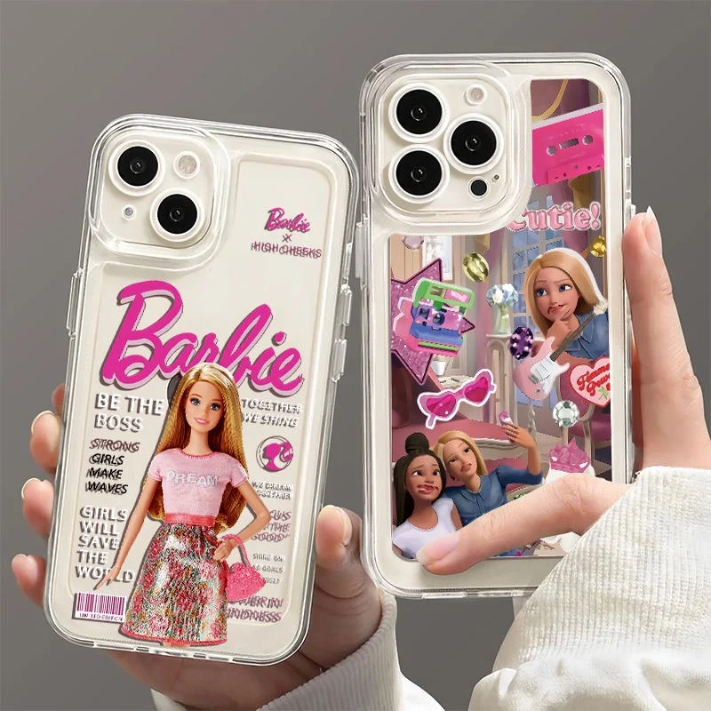 Fashion Barbie Prinecess Phone Cases For iPhone 15 14 11 12 13 Pro MAX 78 Plus XR XS Luxury High Quality TPU Transparent Shell