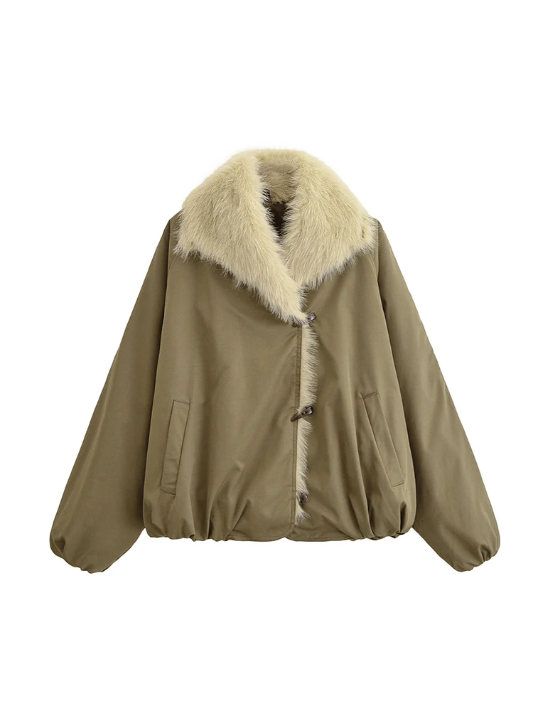 

Женская зимняя меховая куртка 2025 года, новая женская короткая куртка Paker с длинным рукавом и маслом, женская новая модная верхняя одежда для отдыха